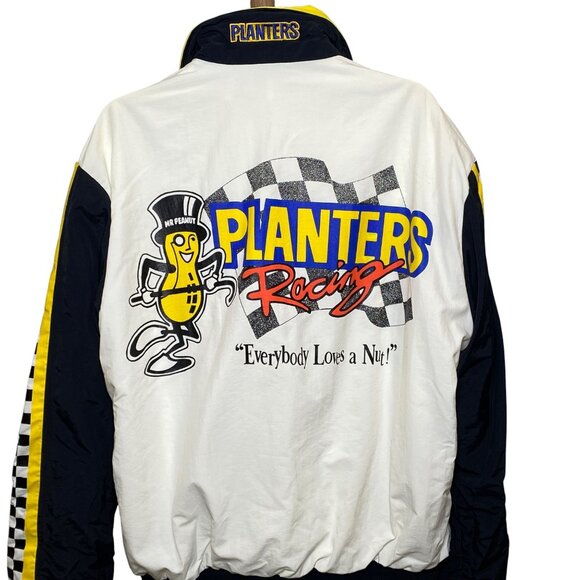 Vintage Planters Mr. Peanut Racing Jacket Mens Size XXL Black Yellow Full Zip - Picture 1 of 11